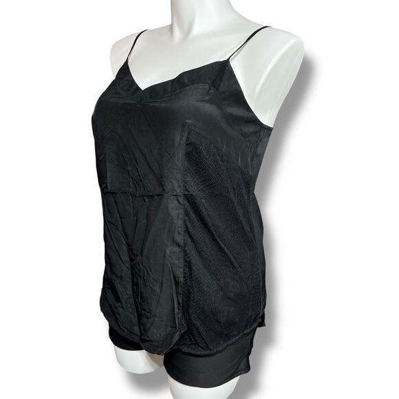 Mossimo Womens Camisole Tank Top Spaghetti Strap Lace Satin Black Large - Picture 6 of 9